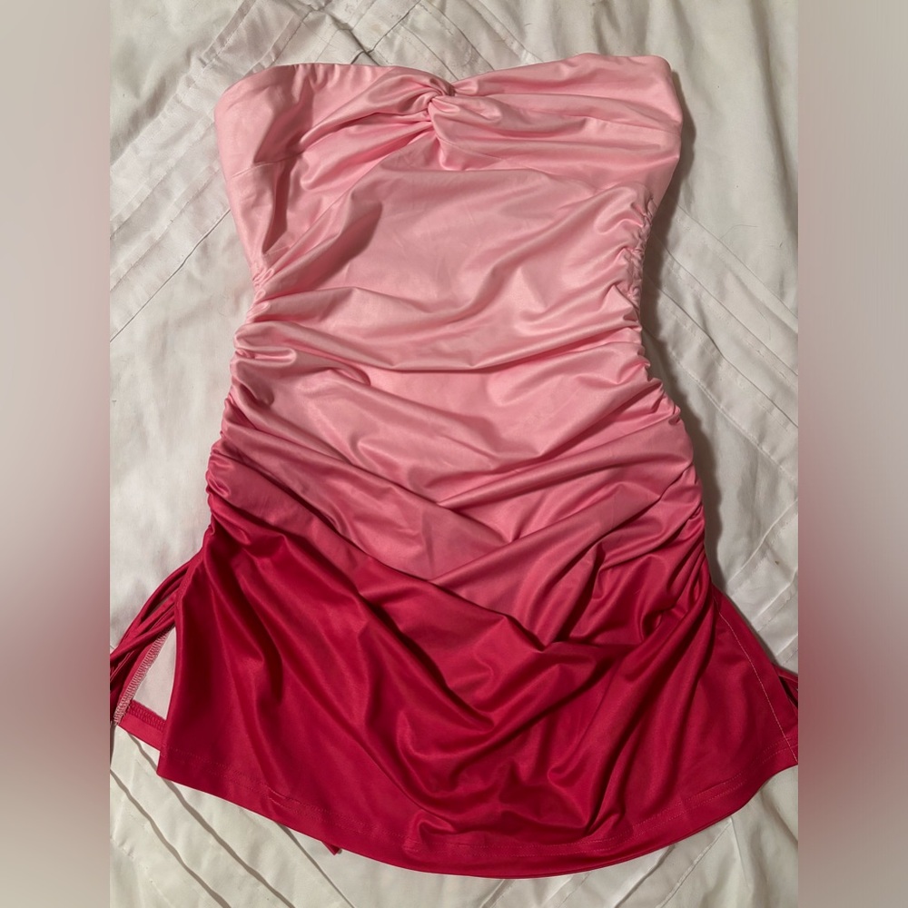 White Fox Boutique Eyes On The Prize Strapless Mini Dress Pink Ombre